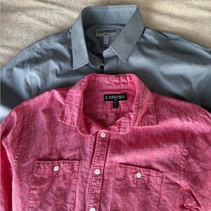 Express Men’s Button-Up Shirts - Pink & Gray Set